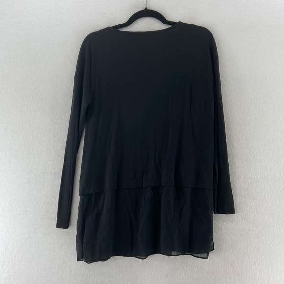Eileen Fisher Black Silk Tiered Top Size XS - Picture 6 of 6